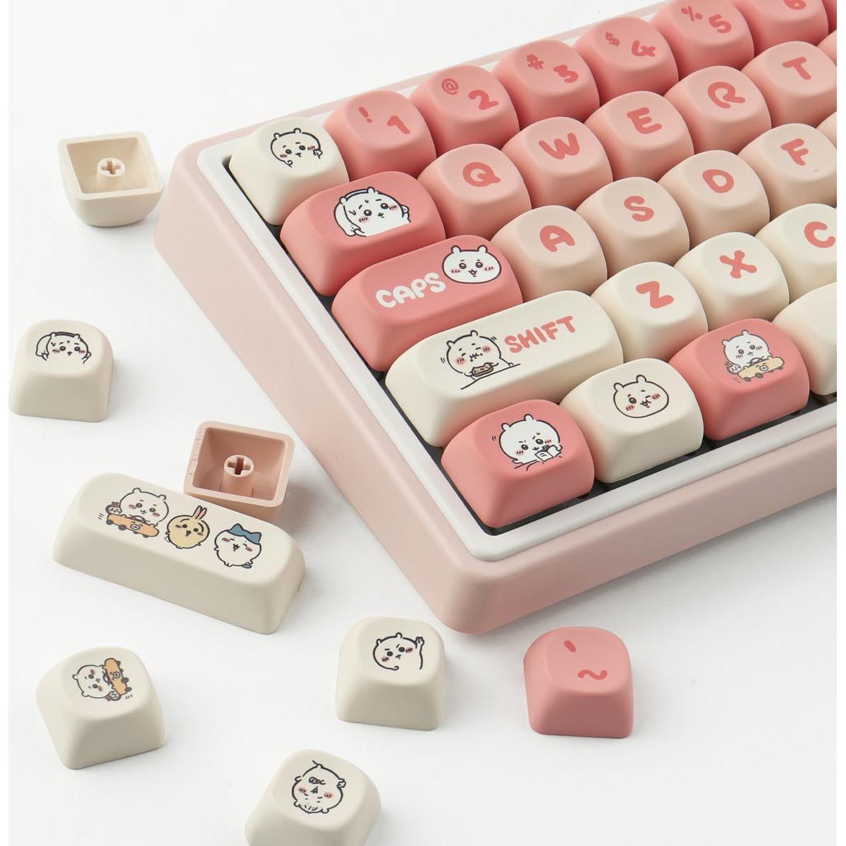 Juego de Teclas Mecánicas PBT 139 Teclas Rosa Kawaii Tyrixki