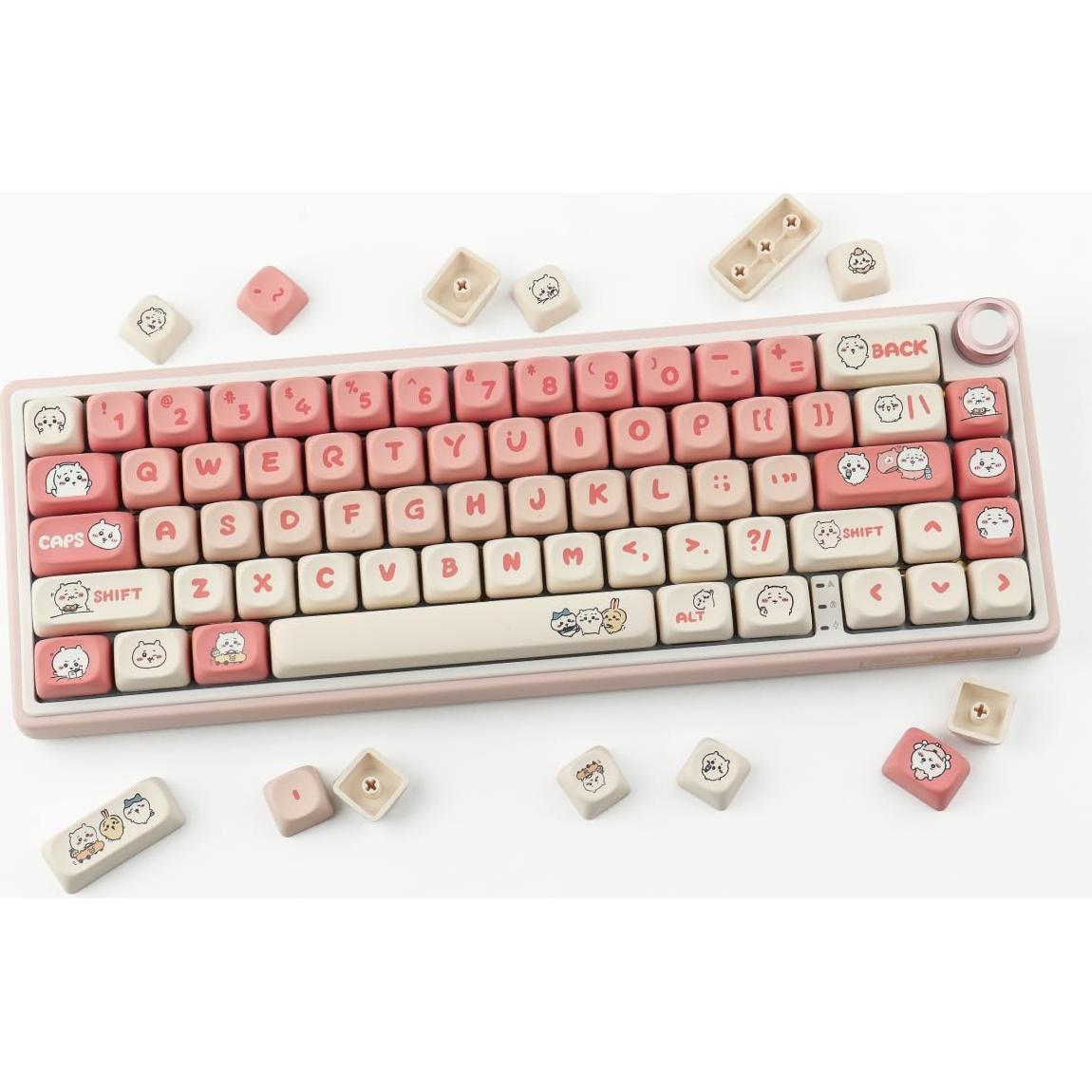 Juego de Teclas Mecánicas PBT 139 Teclas Rosa Kawaii Tyrixki