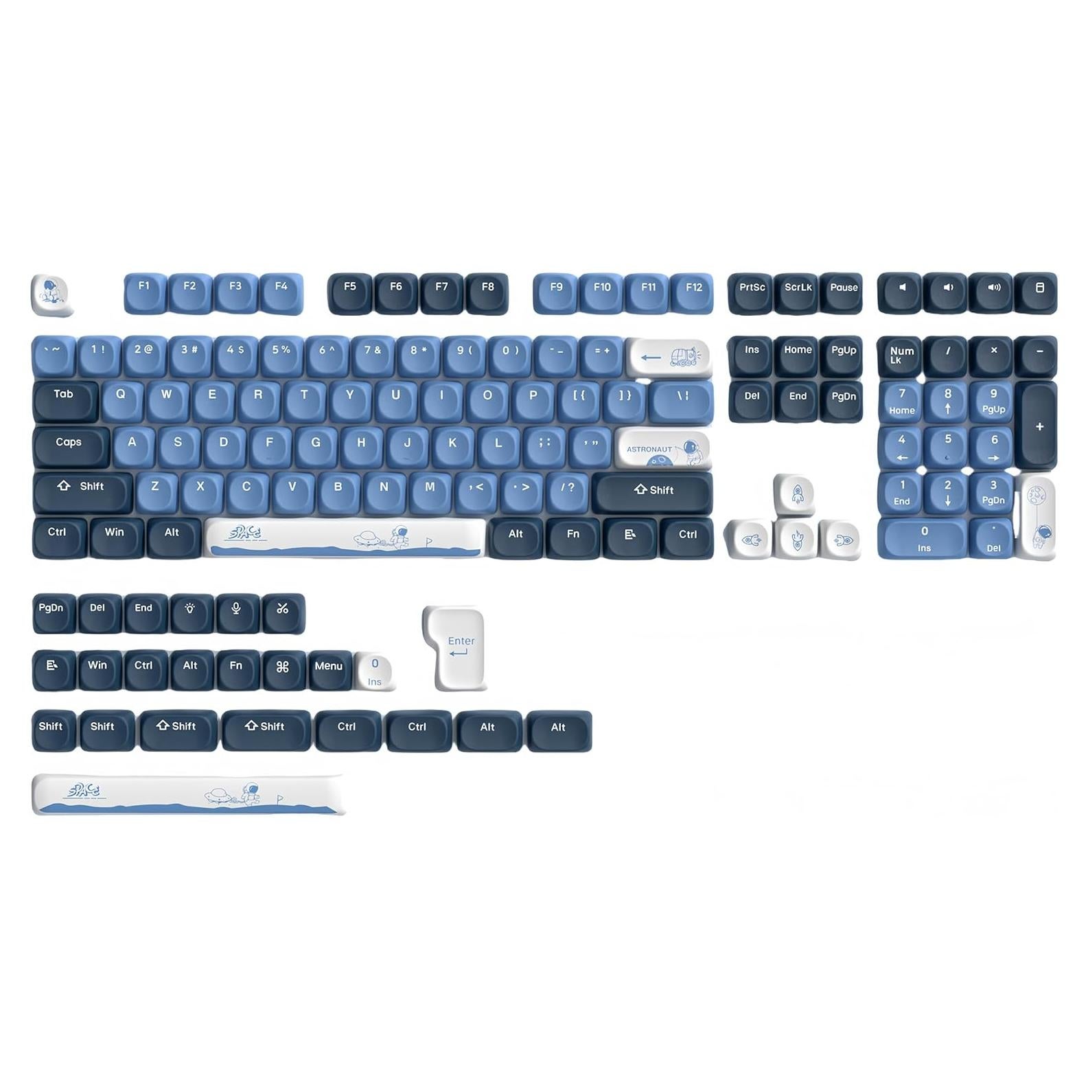 Juego de Teclas Dagaladoo Apollo PBT 130 Teclas Azul/Blanco