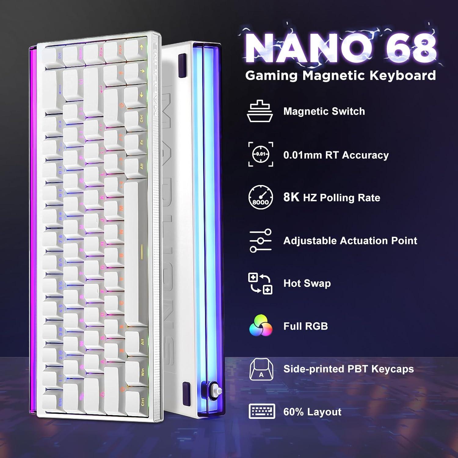 Teclado Mecánico Gaming MIKIBY NANO 68 RGB 60% Interruptores Hall