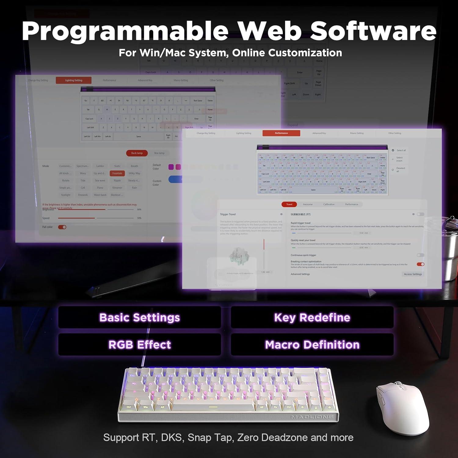 Teclado Mecánico Gaming MIKIBY NANO 68 RGB 60% Interruptores Hall