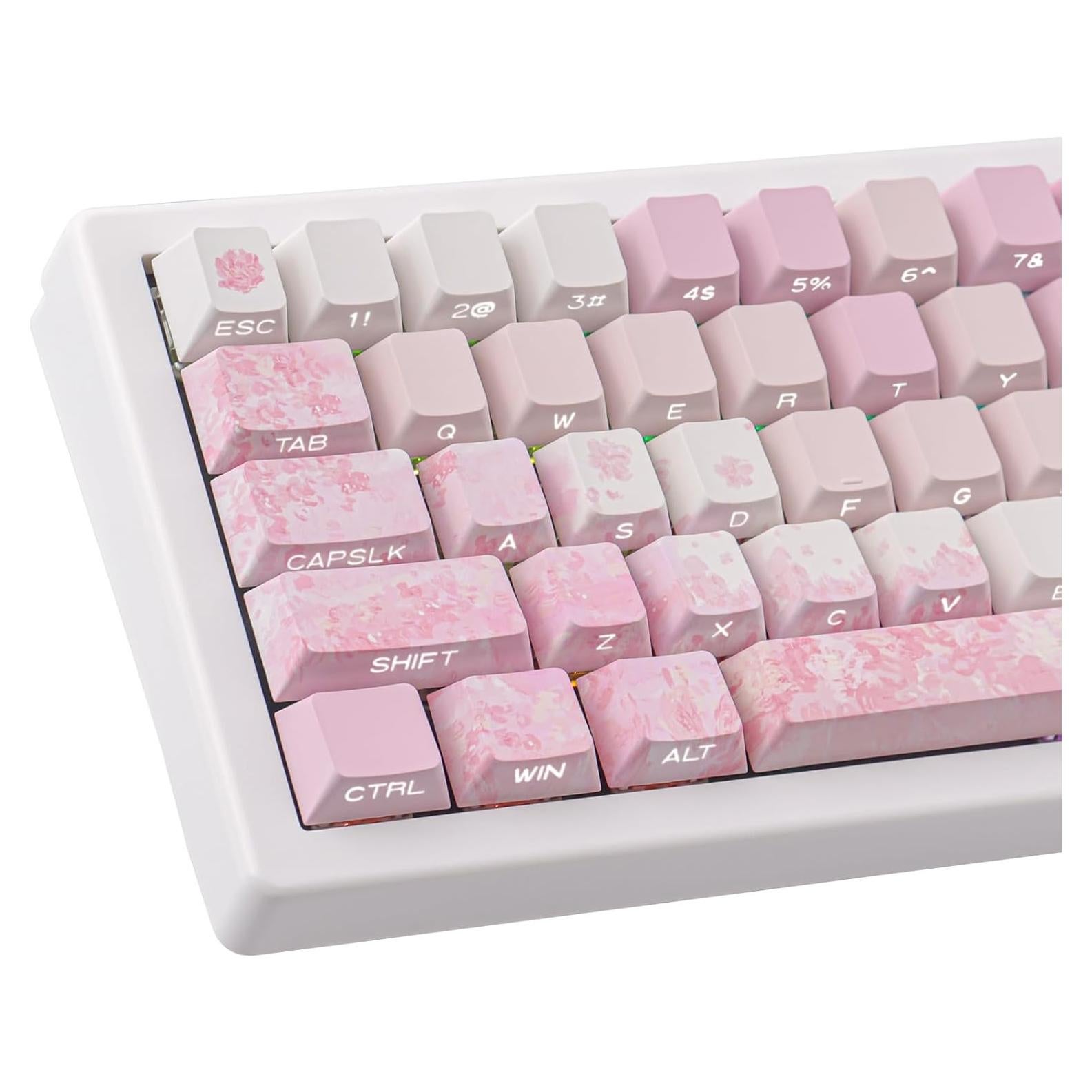 Juego de Teclas Tsungup Cherry Blossom PBT Rosa 131 Teclas
