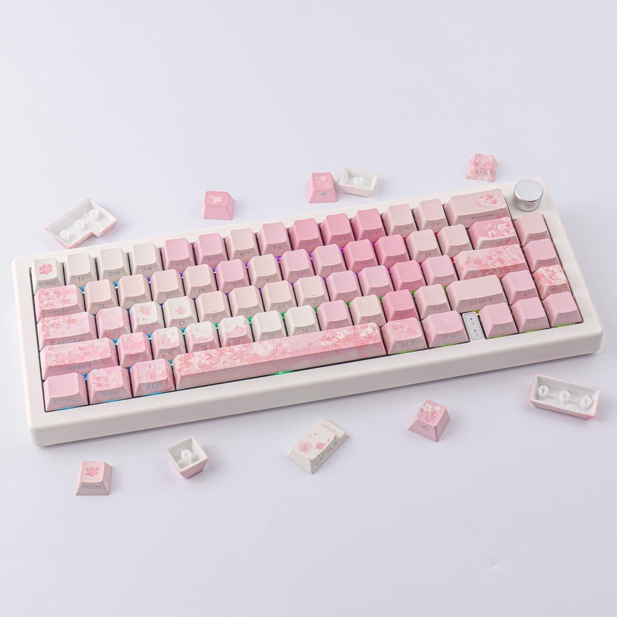 Juego de Teclas Tsungup Cherry Blossom PBT Rosa 131 Teclas