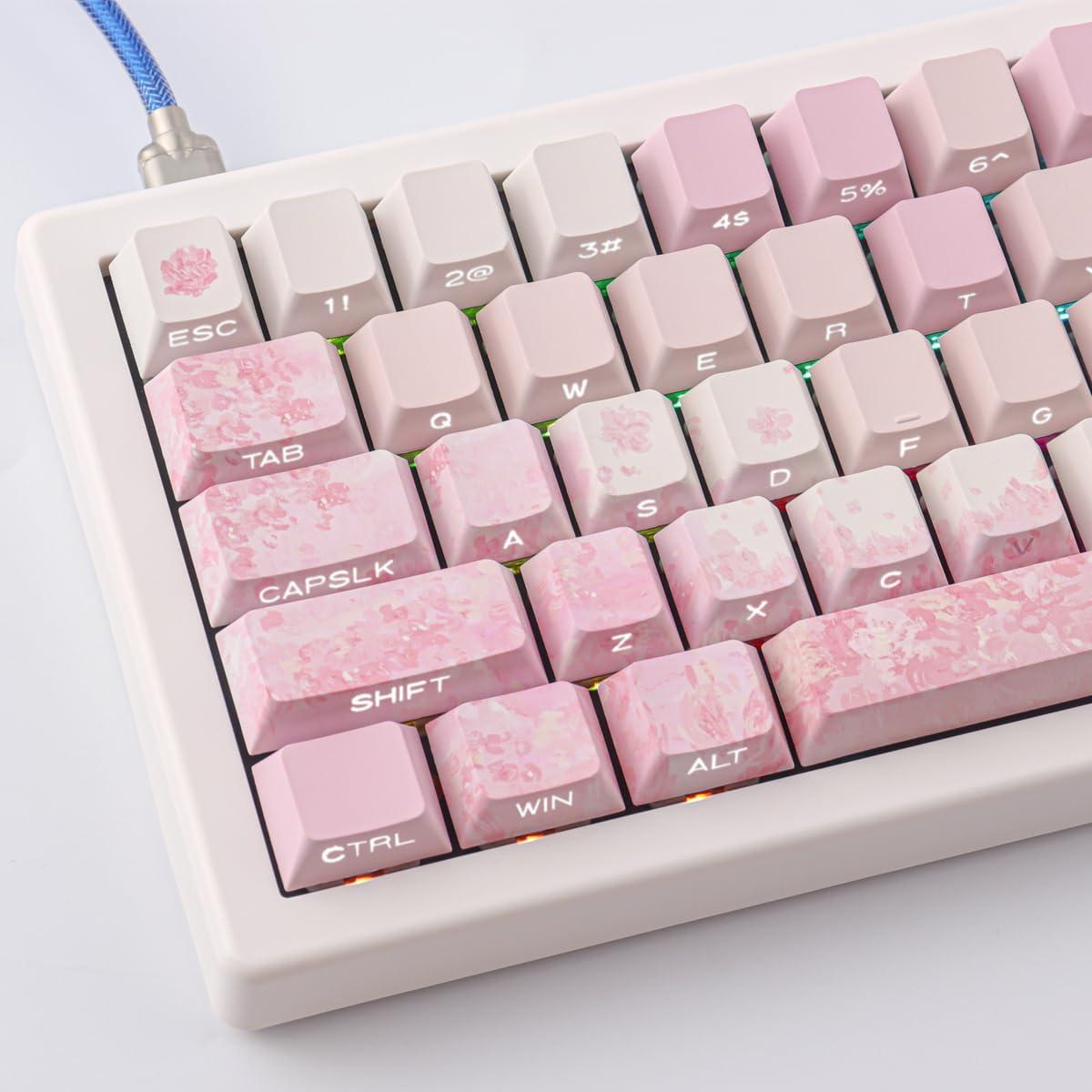 Juego de Teclas Tsungup Cherry Blossom PBT Rosa 131 Teclas