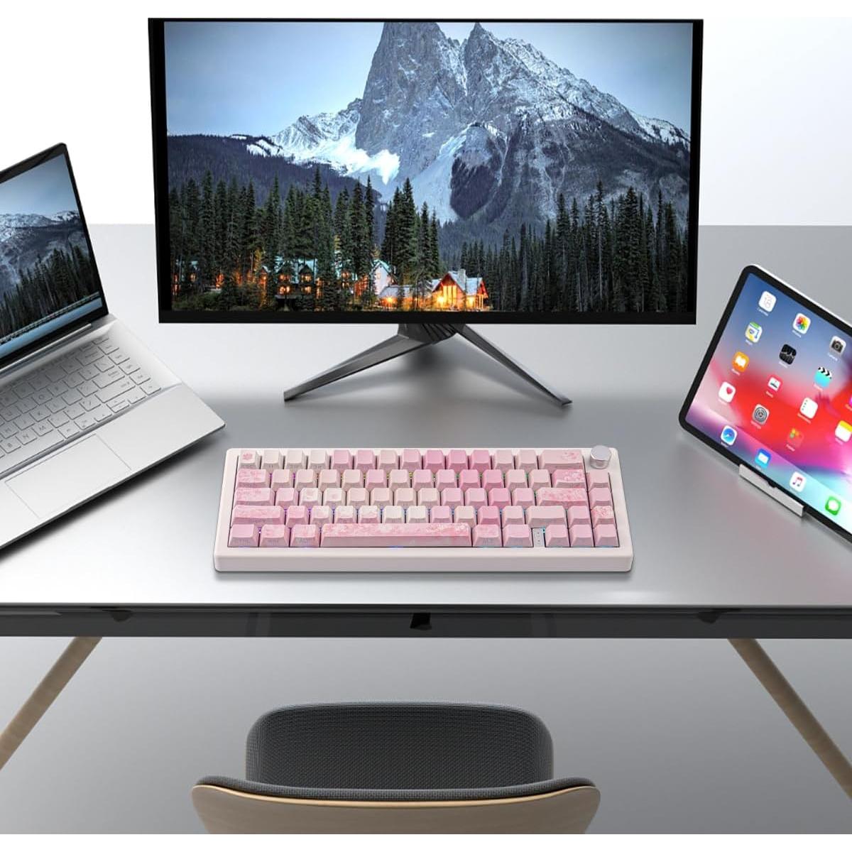 Juego de Teclas Tsungup Cherry Blossom PBT Rosa 131 Teclas