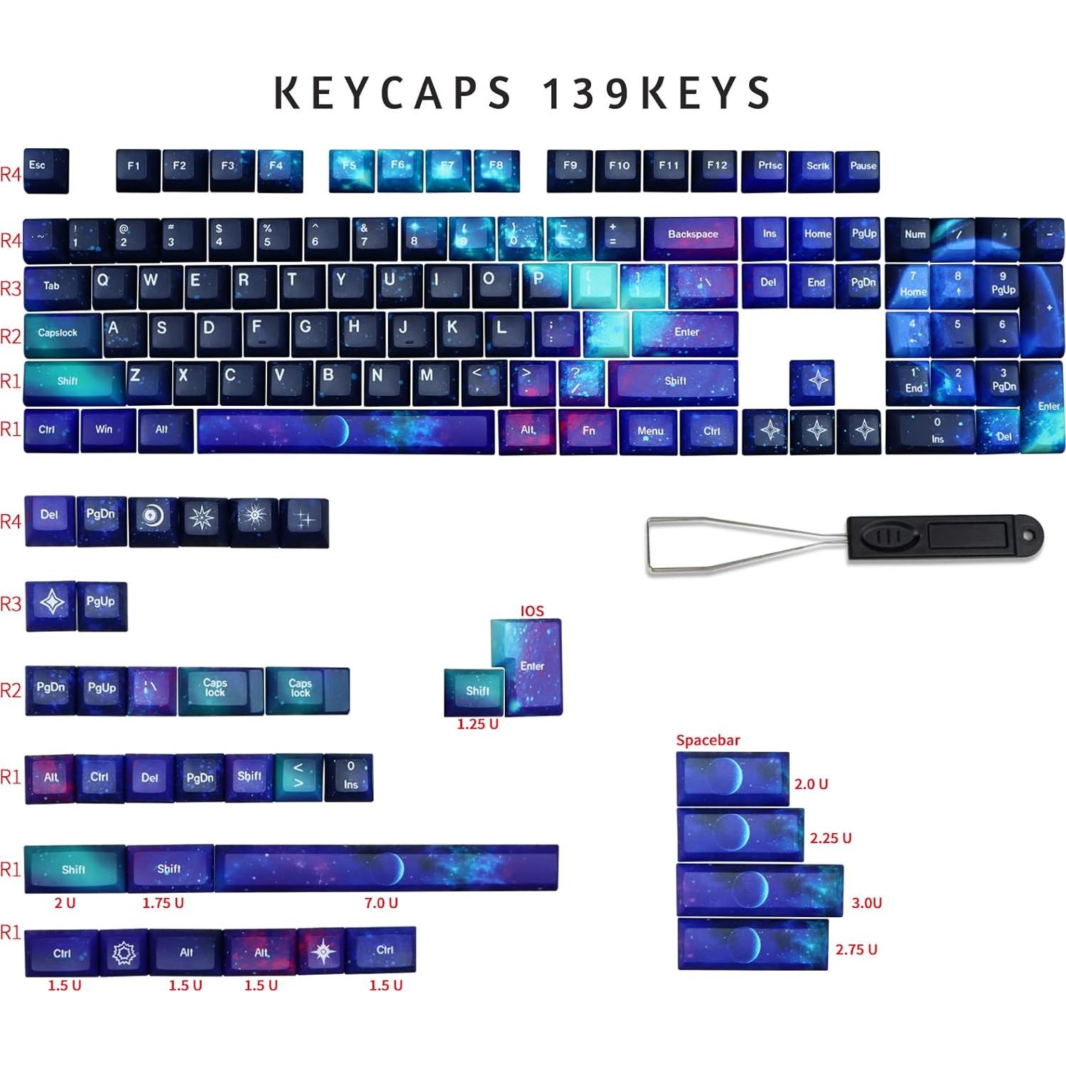 Set de Teclas Mecánicas MOLGRIA Cielo Estrellado PBT 139 Teclas