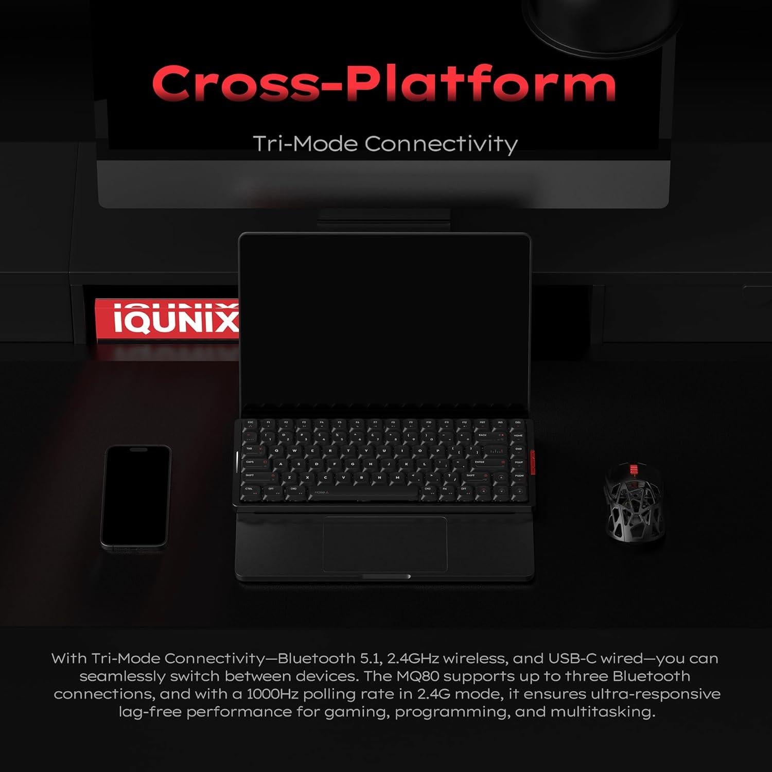 Teclado Mecánico IQUNIX MQ80 Inalámbrico RGB Plata