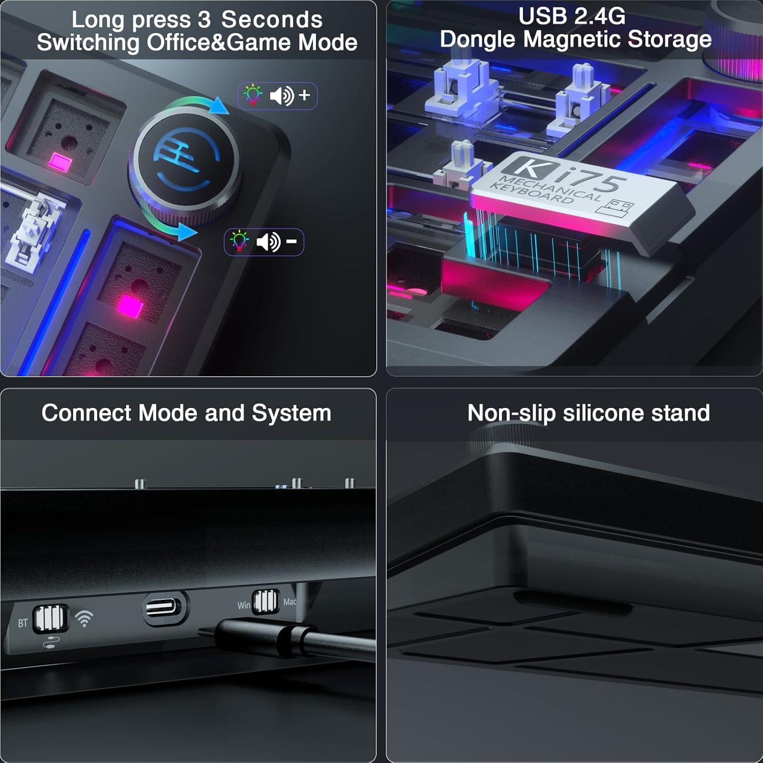 Teclado Mecánico Inalámbrico CORBOBO KI75 75% RGB Hot-Swappable