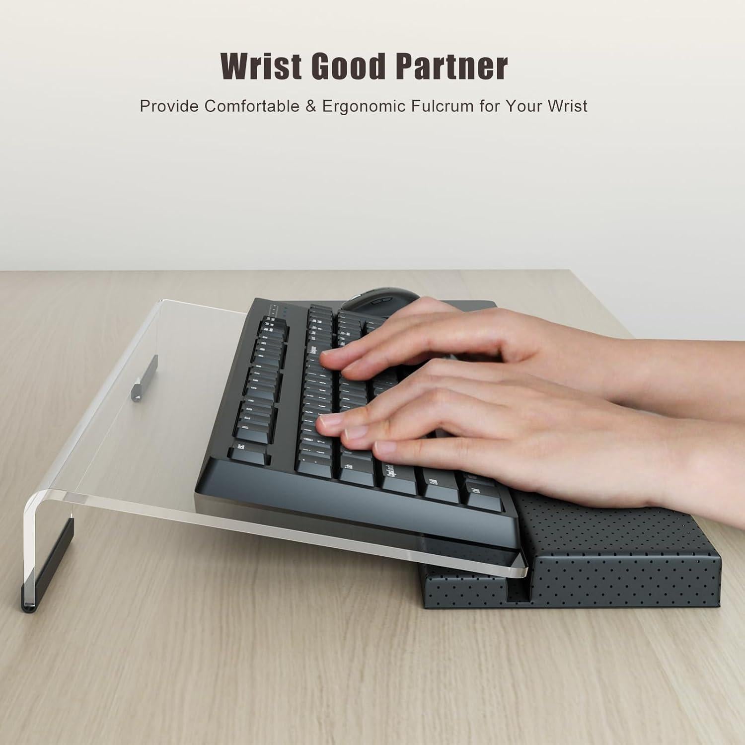 Soporte de Teclado Acrílico Kovesayi con Reposamuñecas PU Ergonómico