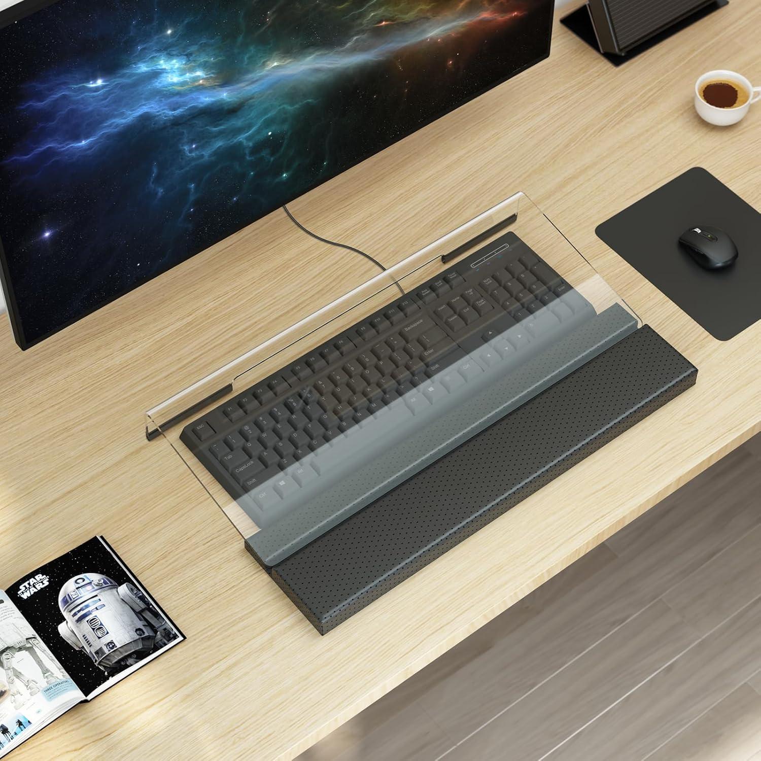 Soporte de Teclado Acrílico Kovesayi con Reposamuñecas PU Ergonómico