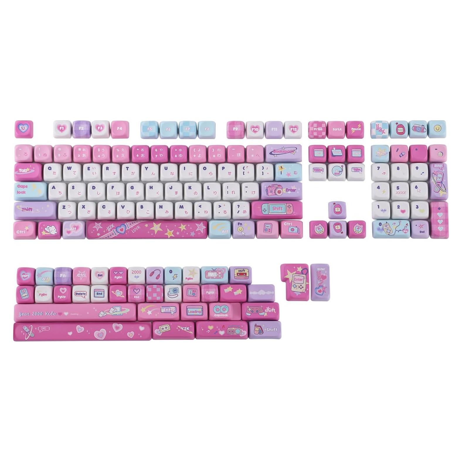 Conjunto de Teclas Mecánicas KiiBoom Y2K 144 PBT Pastel