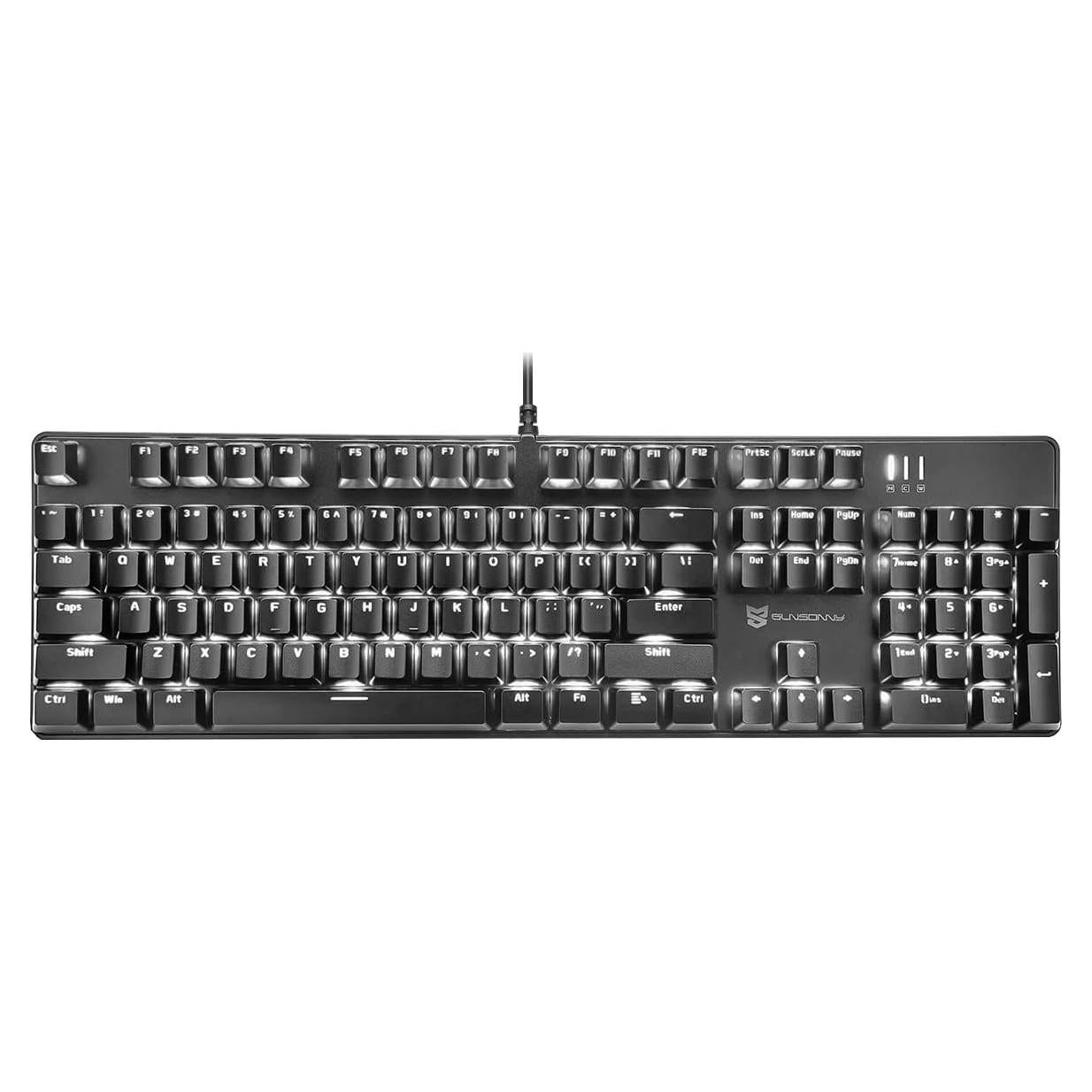 Teclado Mecánico Qisan 104 Teclas Retroiluminado USB Rojo