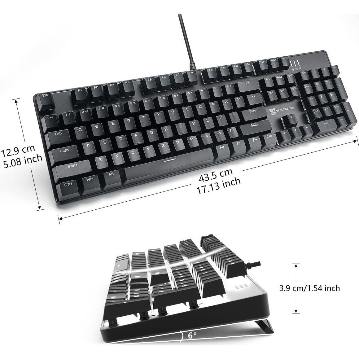 Teclado Mecánico Qisan 104 Teclas Retroiluminado USB Rojo