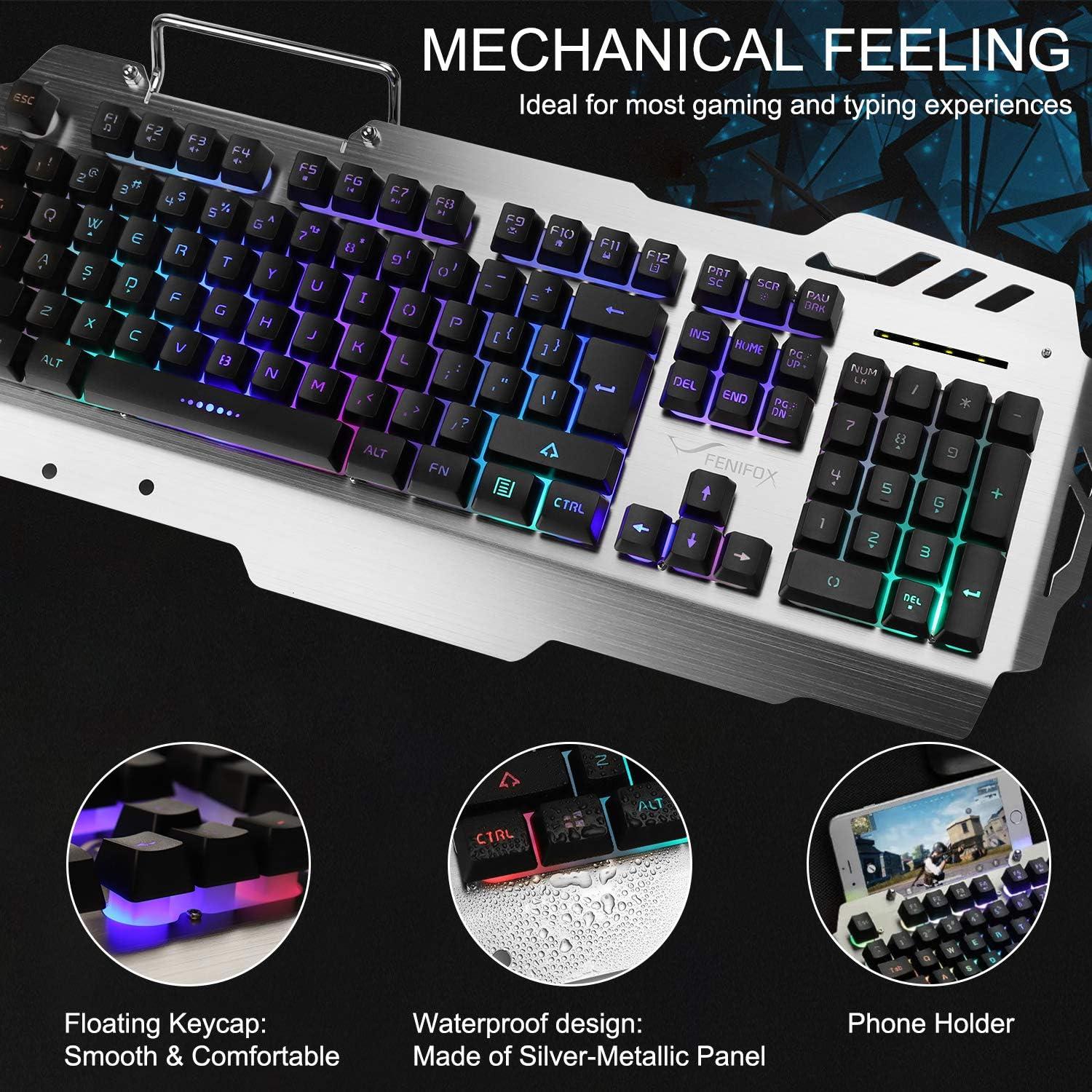 Combo Teclado y Ratón Gaming FENIFOX Retroiluminado Ergonómico