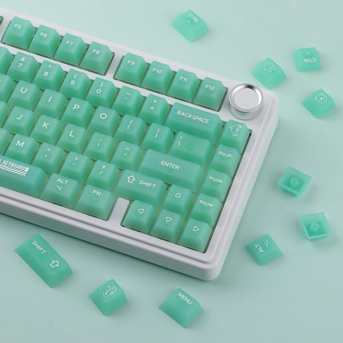 Juego de Tapas de Teclas Transparentes TYRIXKI Verde 123 Teclas