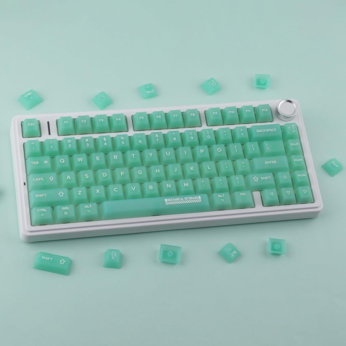 Juego de Tapas de Teclas Transparentes TYRIXKI Verde 123 Teclas