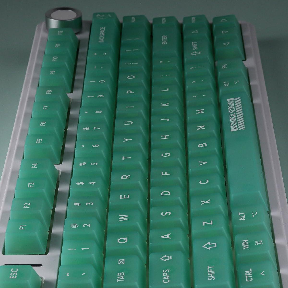 Juego de Tapas de Teclas Transparentes TYRIXKI Verde 123 Teclas