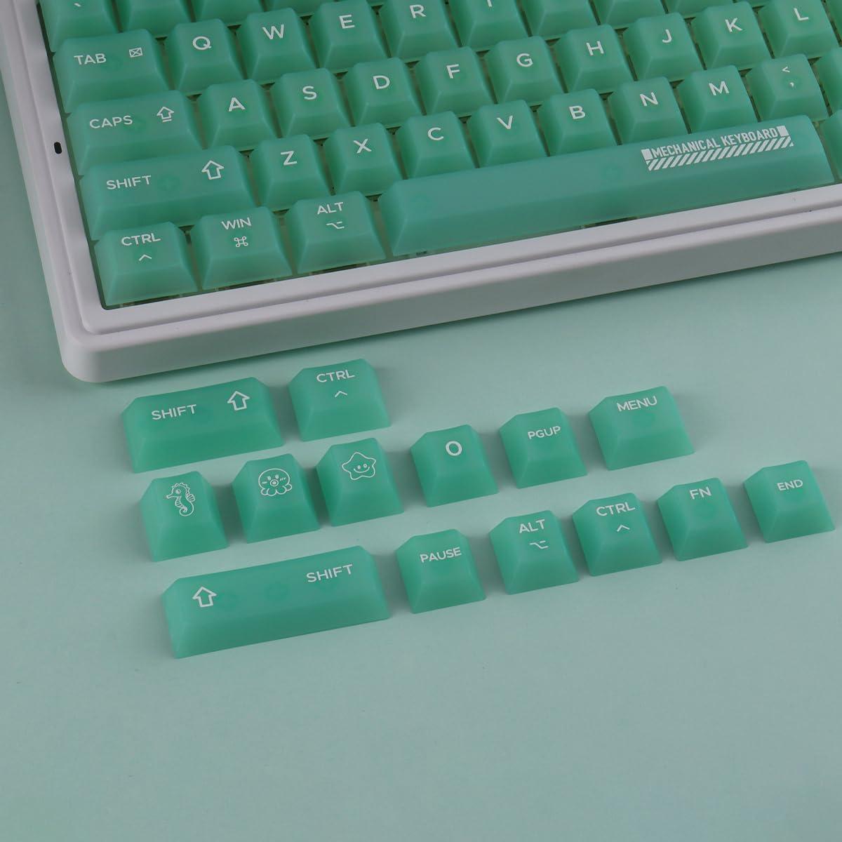 Juego de Tapas de Teclas Transparentes TYRIXKI Verde 123 Teclas