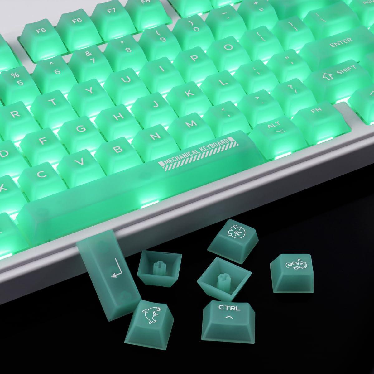 Juego de Tapas de Teclas Transparentes TYRIXKI Verde 123 Teclas