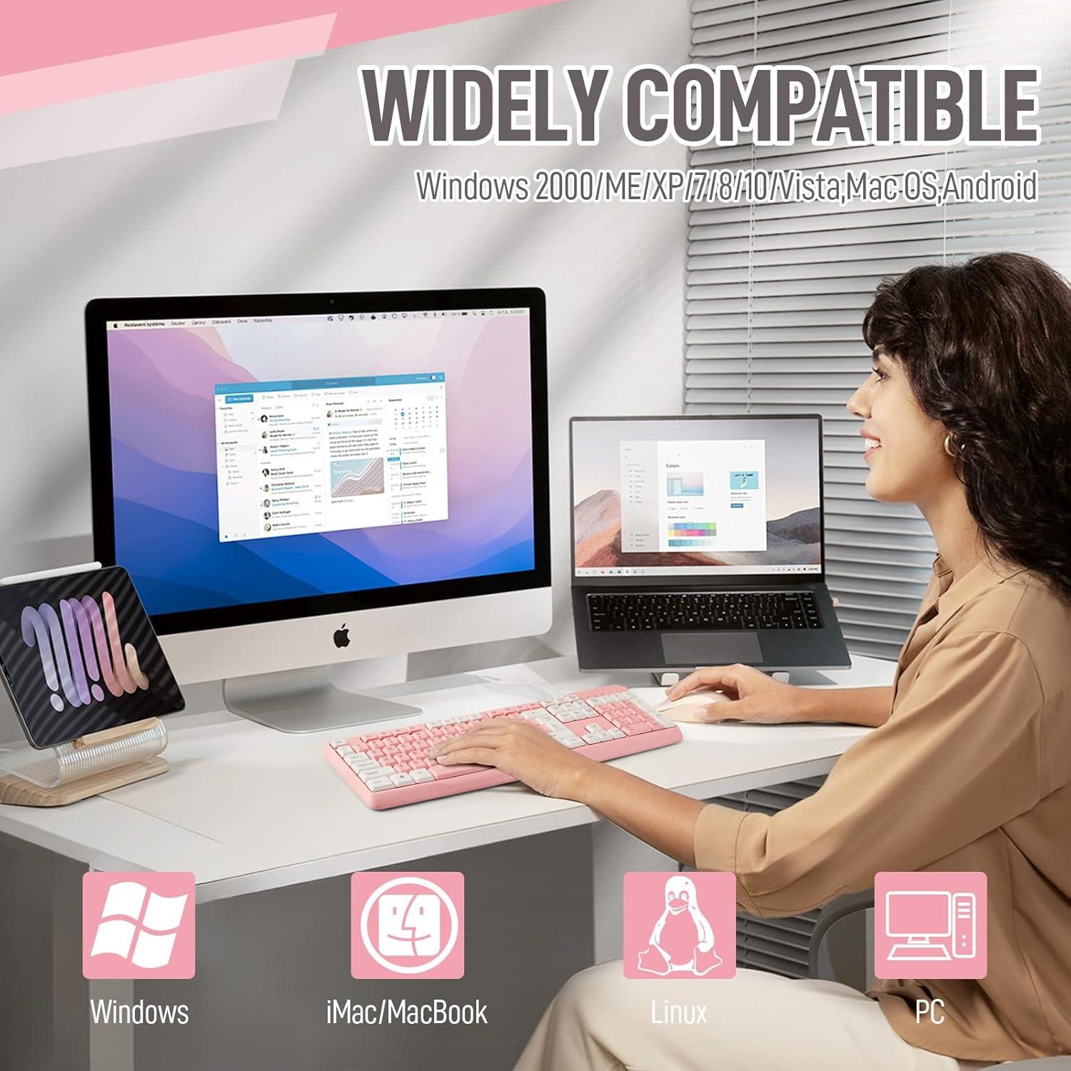 Teclado USB con Cable Guiheng Silent-Touch Ergonómico