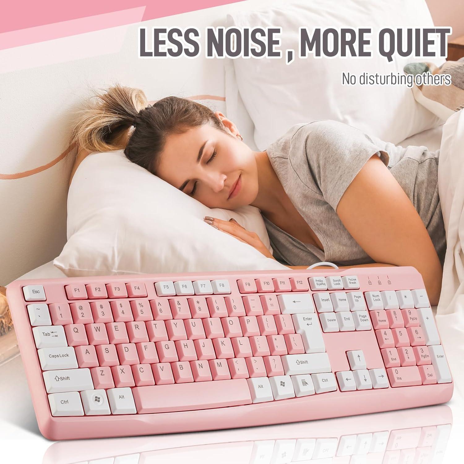 Teclado USB con Cable Guiheng Silent-Touch Ergonómico