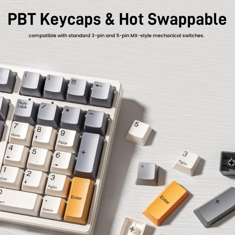 SIKAI CASE Mechanical Number Pad, 34 Key Hot Swappable Numpad Wired USB C Numeric Keypad with PBT Keycaps White Backlit Adjustable Keypad for Laptop, MacBook,PC Desktop(White Backlit)