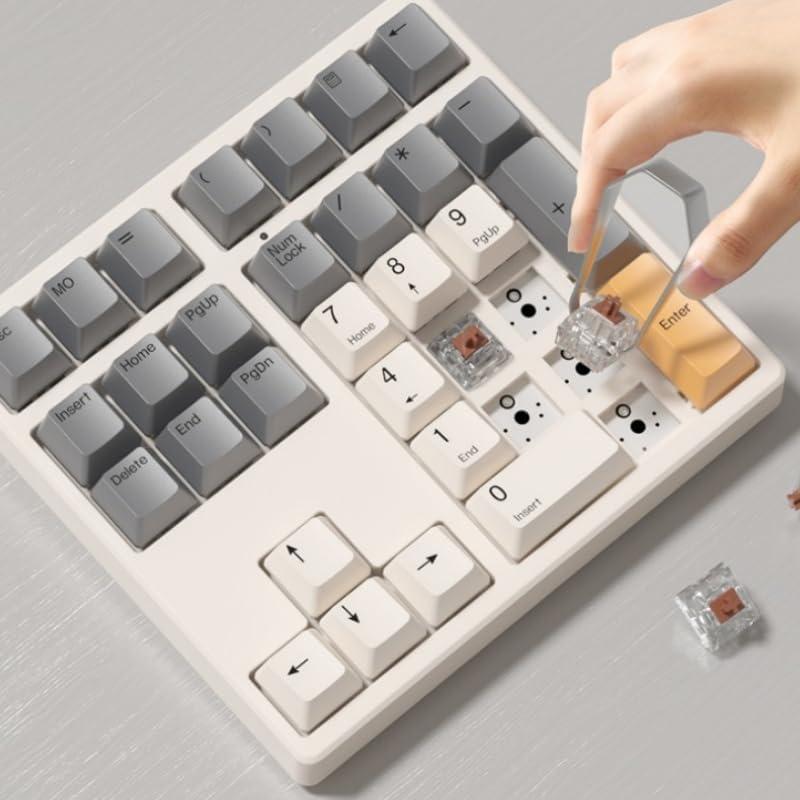 SIKAI CASE Mechanical Number Pad, 34 Key Hot Swappable Numpad Wired USB C Numeric Keypad with PBT Keycaps White Backlit Adjustable Keypad for Laptop, MacBook,PC Desktop(White Backlit)