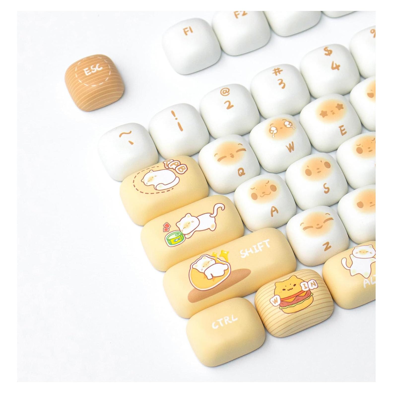 Set de Teclas Mecánicas PBT Amarillas Gato Pan 137 Teclas