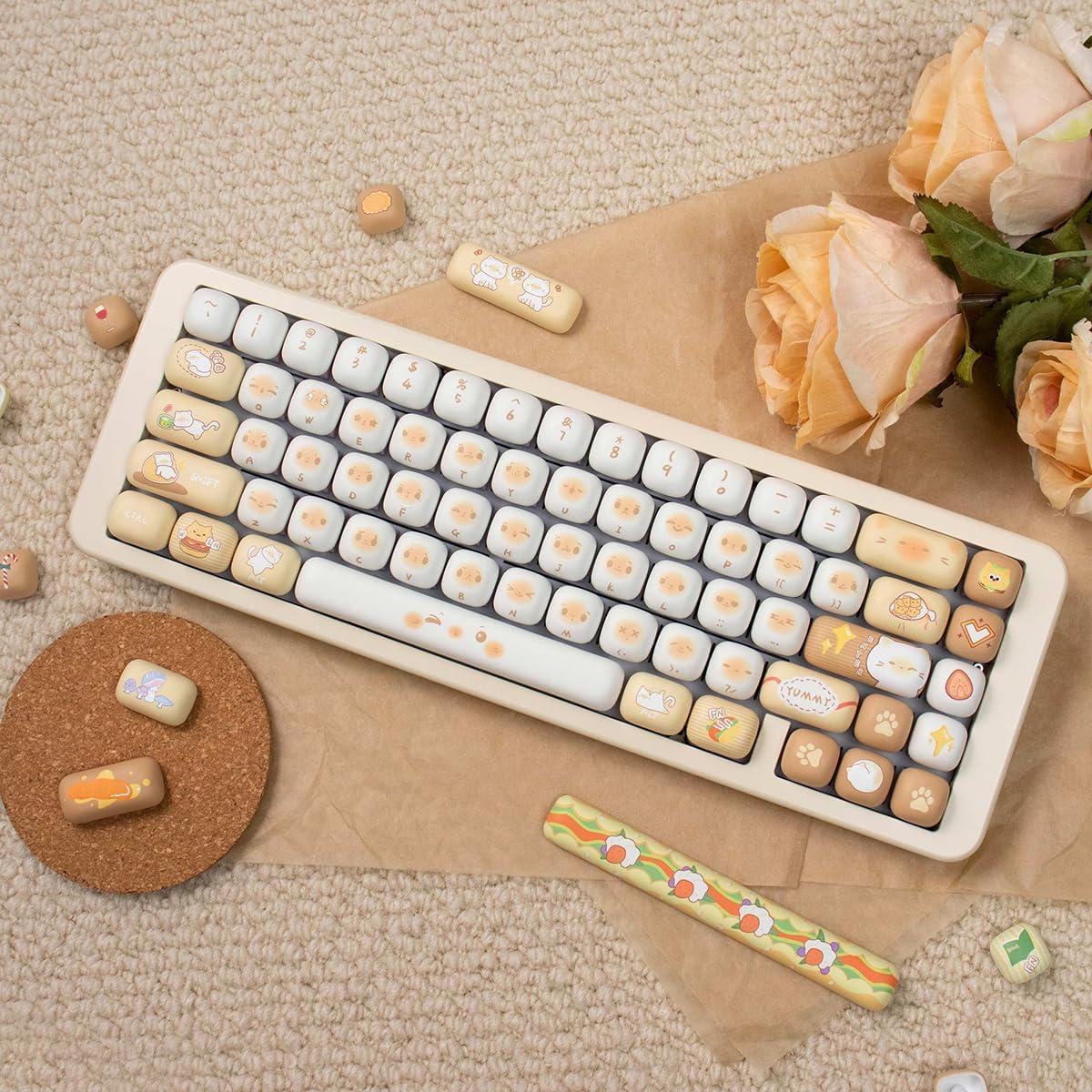 Set de Teclas Mecánicas PBT Amarillas Gato Pan 137 Teclas