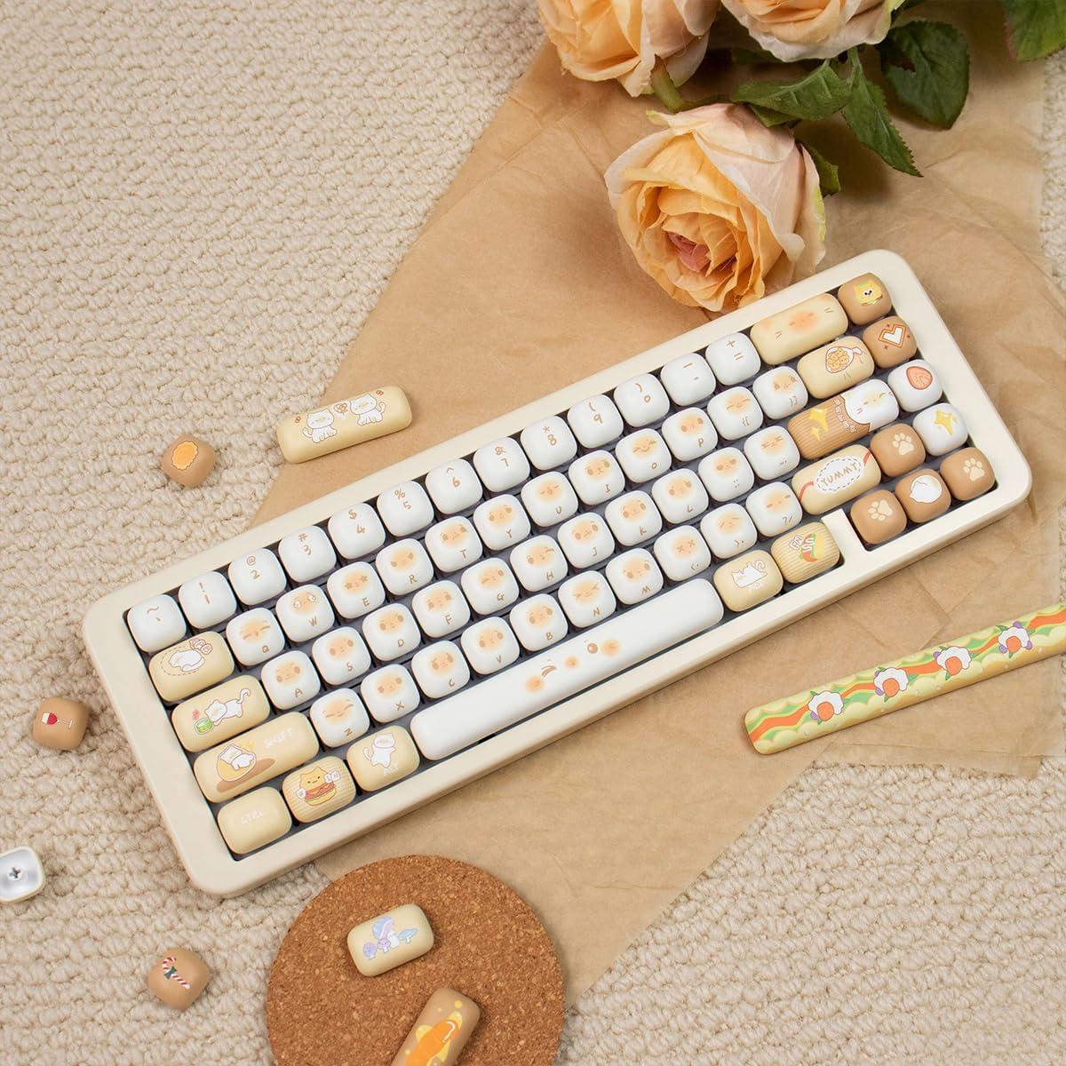 Set de Teclas Mecánicas PBT Amarillas Gato Pan 137 Teclas