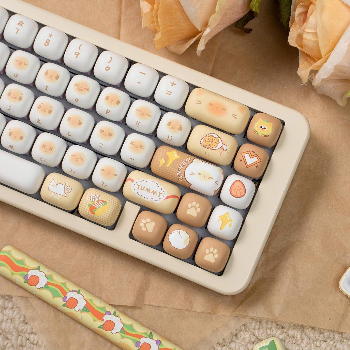 Set de Teclas Mecánicas PBT Amarillas Gato Pan 137 Teclas