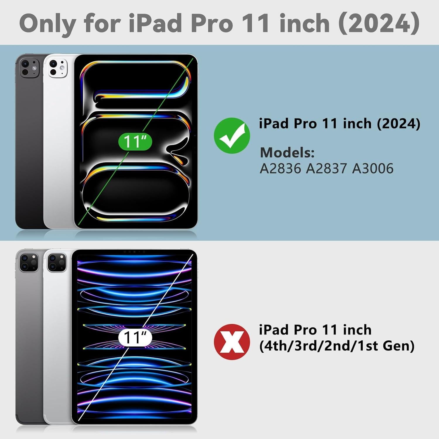 Funda de Teclado TQQ para iPad Pro 11" M4 2024 - Gris