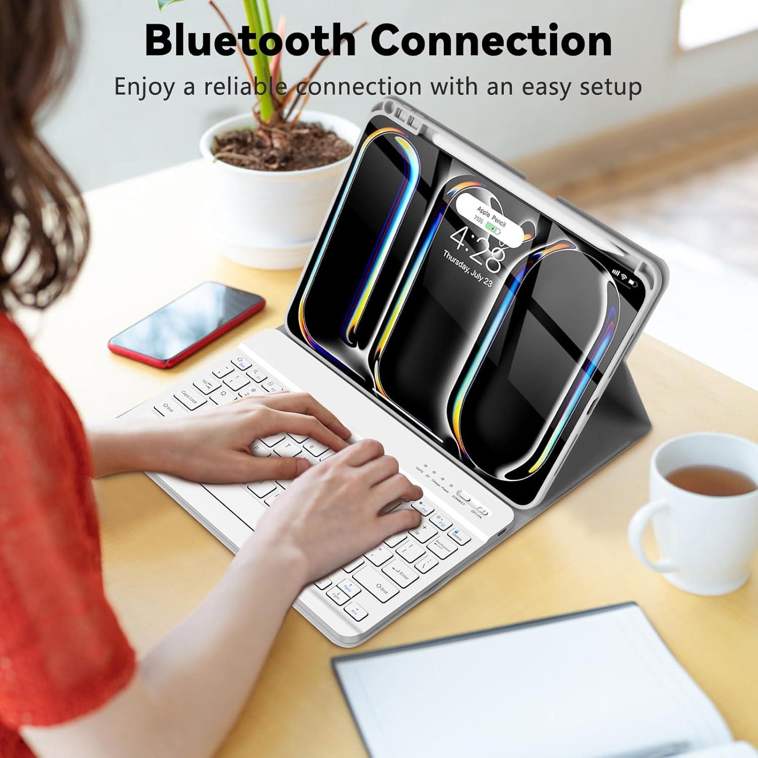 Funda de Teclado TQQ para iPad Pro 11" M4 2024 - Gris