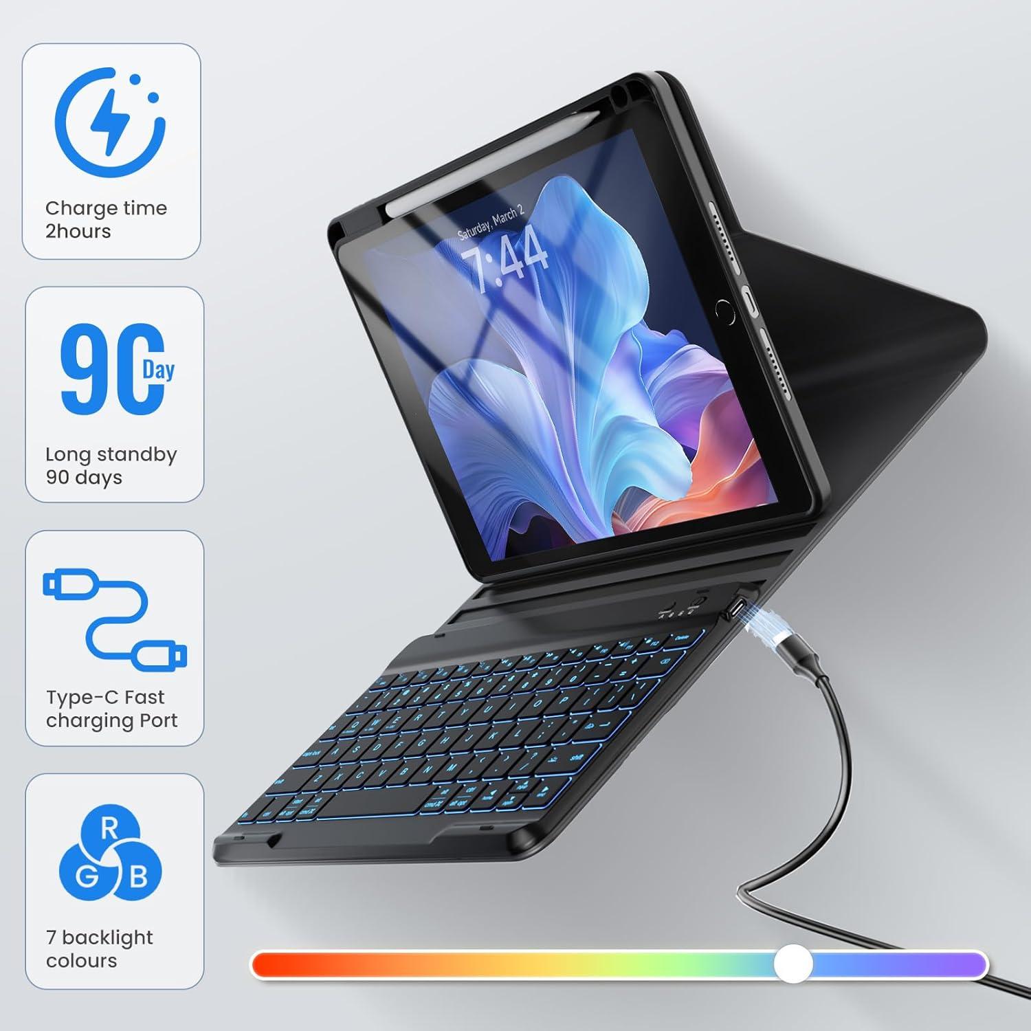 Funda Teclado Inalámbrico OYEEICE para iPad 9.7" 6ta Gen - Negro