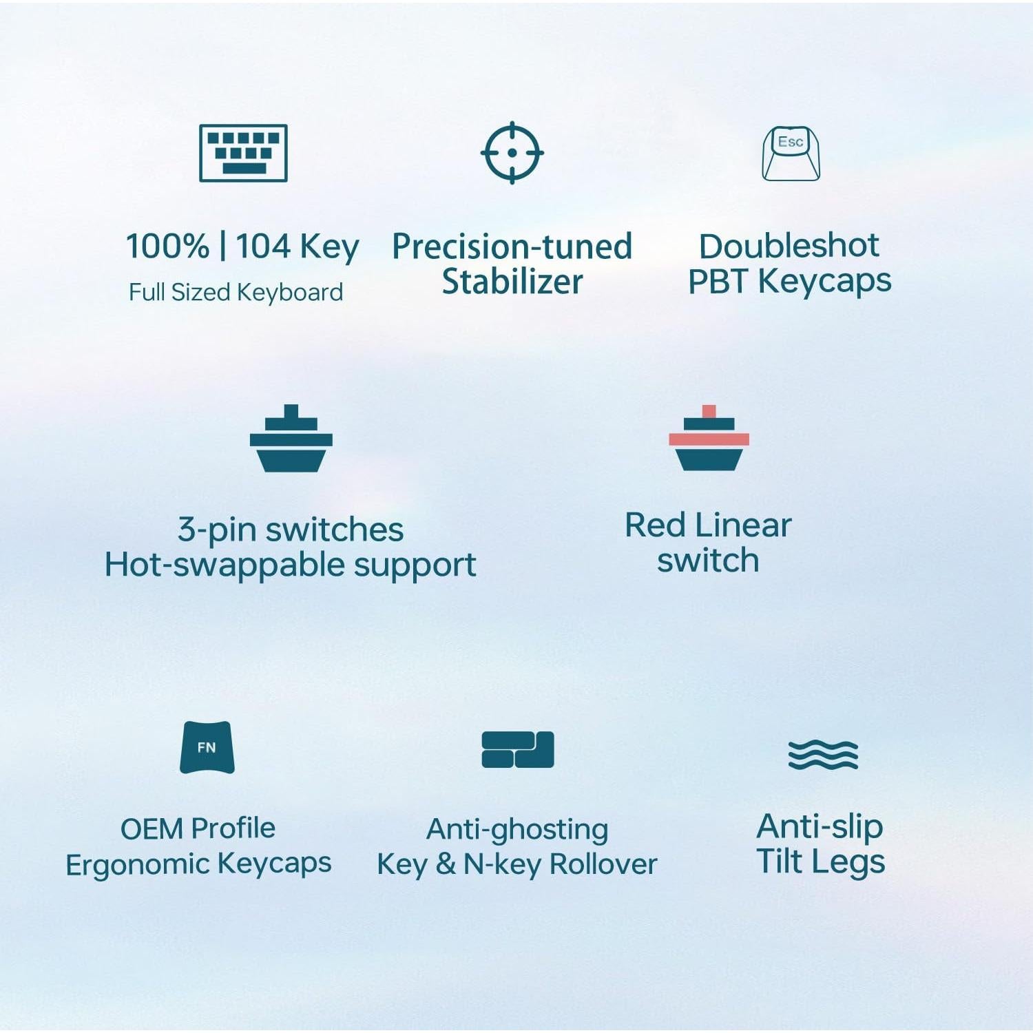 Teclado Mecánico Thunderobot K104 RGB 104 Teclas PBT Azul