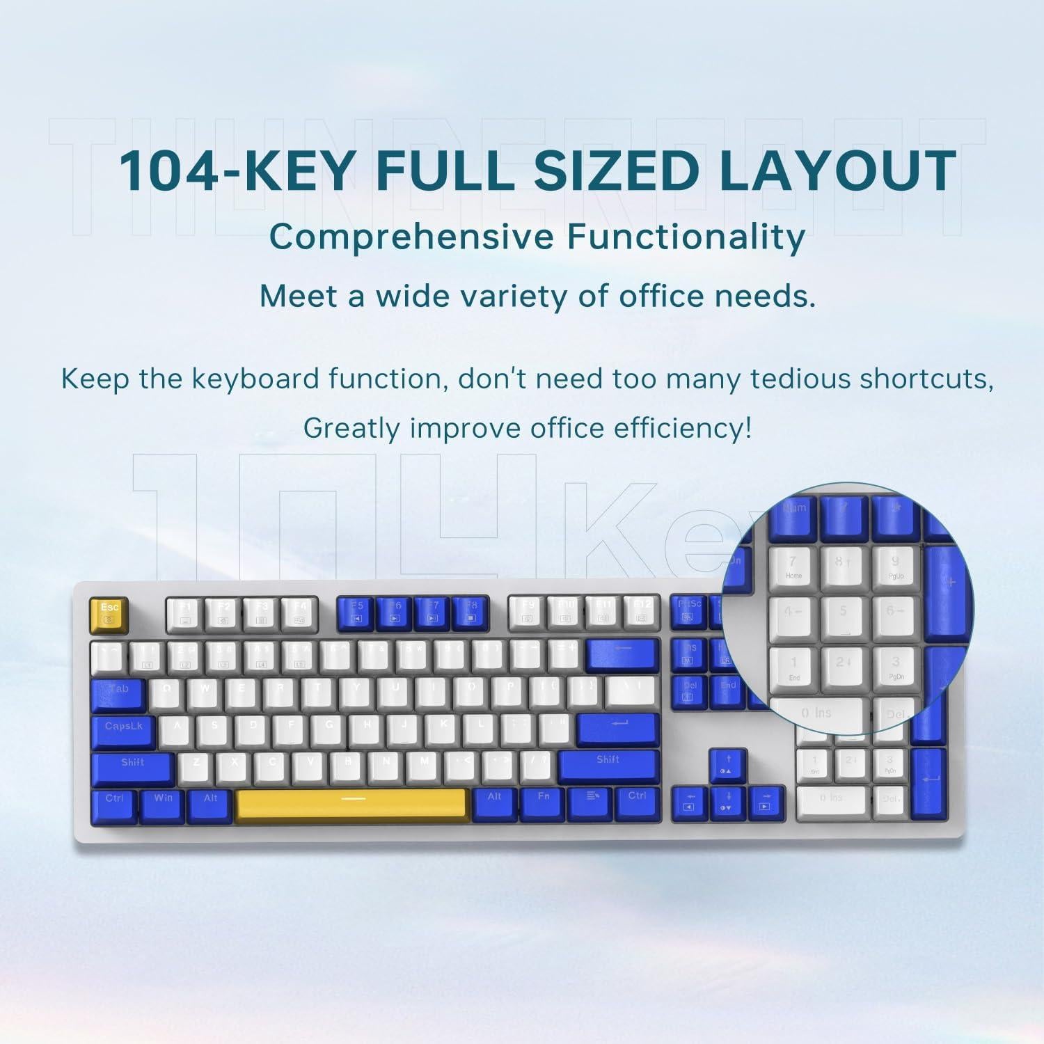 Teclado Mecánico Thunderobot K104 RGB 104 Teclas PBT Azul