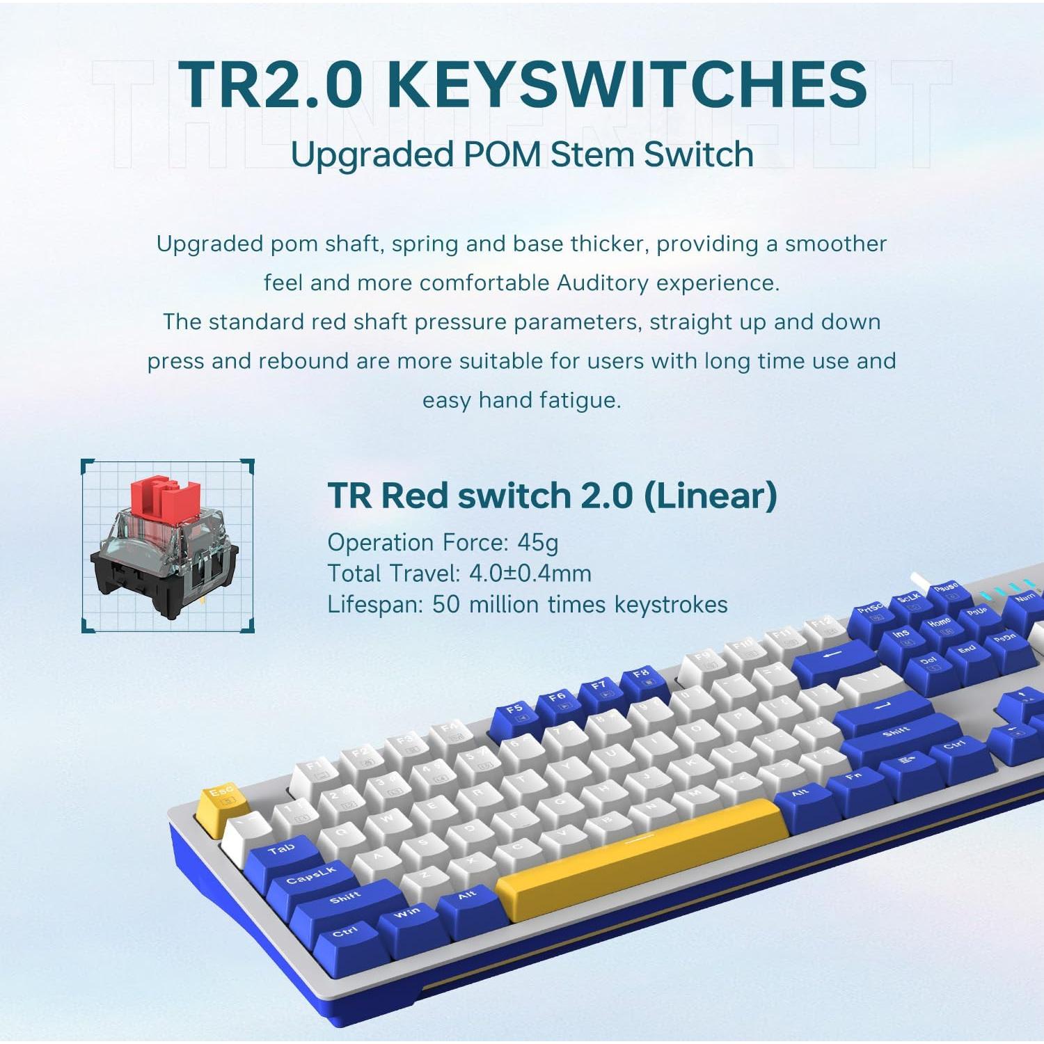 Teclado Mecánico Thunderobot K104 RGB 104 Teclas PBT Azul