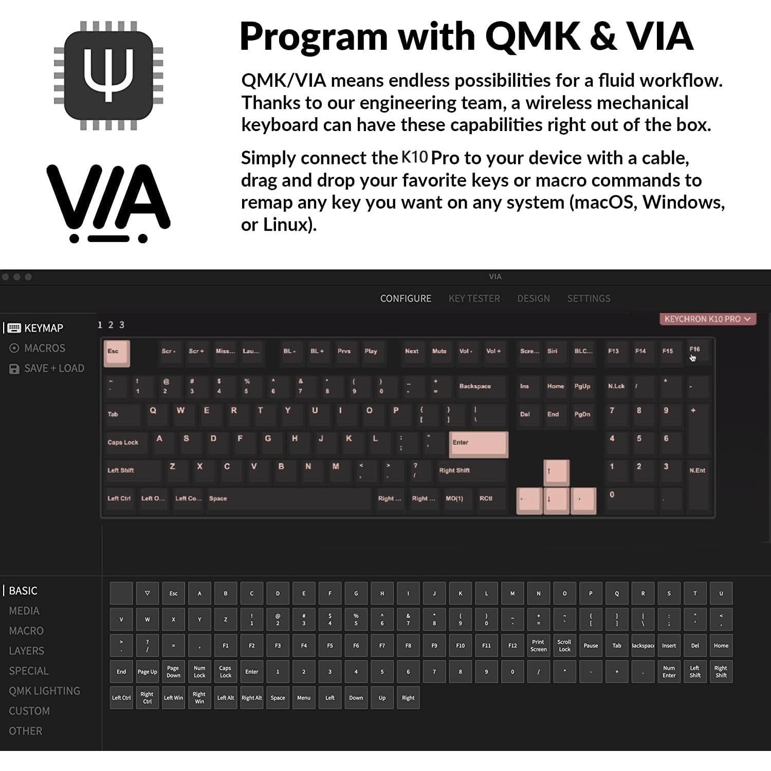 Teclado Mecánico Inalámbrico Keychron K10 Pro 108 Teclas Retroiluminado