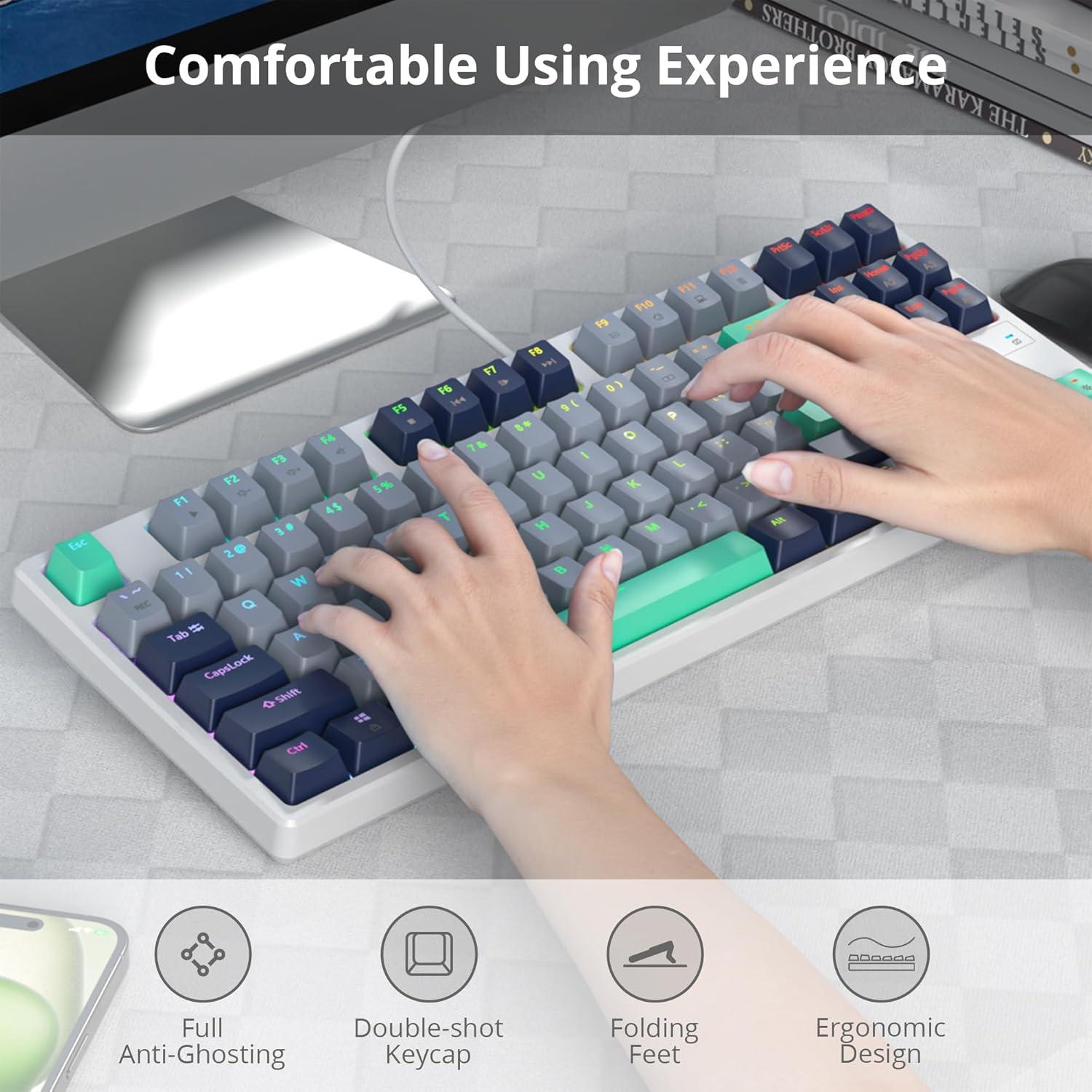 Teclado Mecánico TKL SbocKeeb RGB 87 Teclas Interruptores Rojos