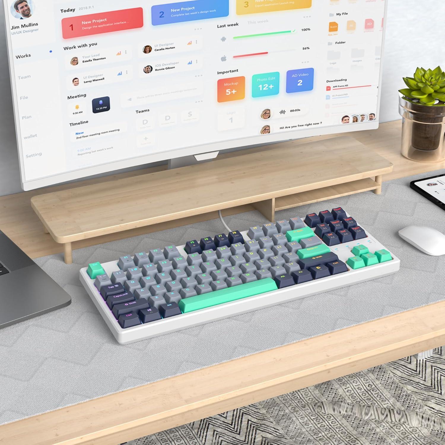 Teclado Mecánico TKL SbocKeeb RGB 87 Teclas Interruptores Rojos