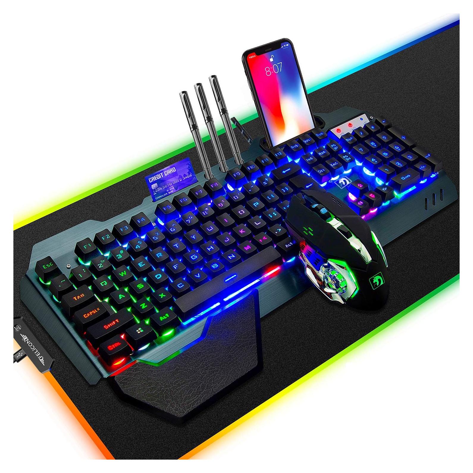 Combo Teclado Mecánico y Ratón RGB FELiCON K13 con Alfombrilla