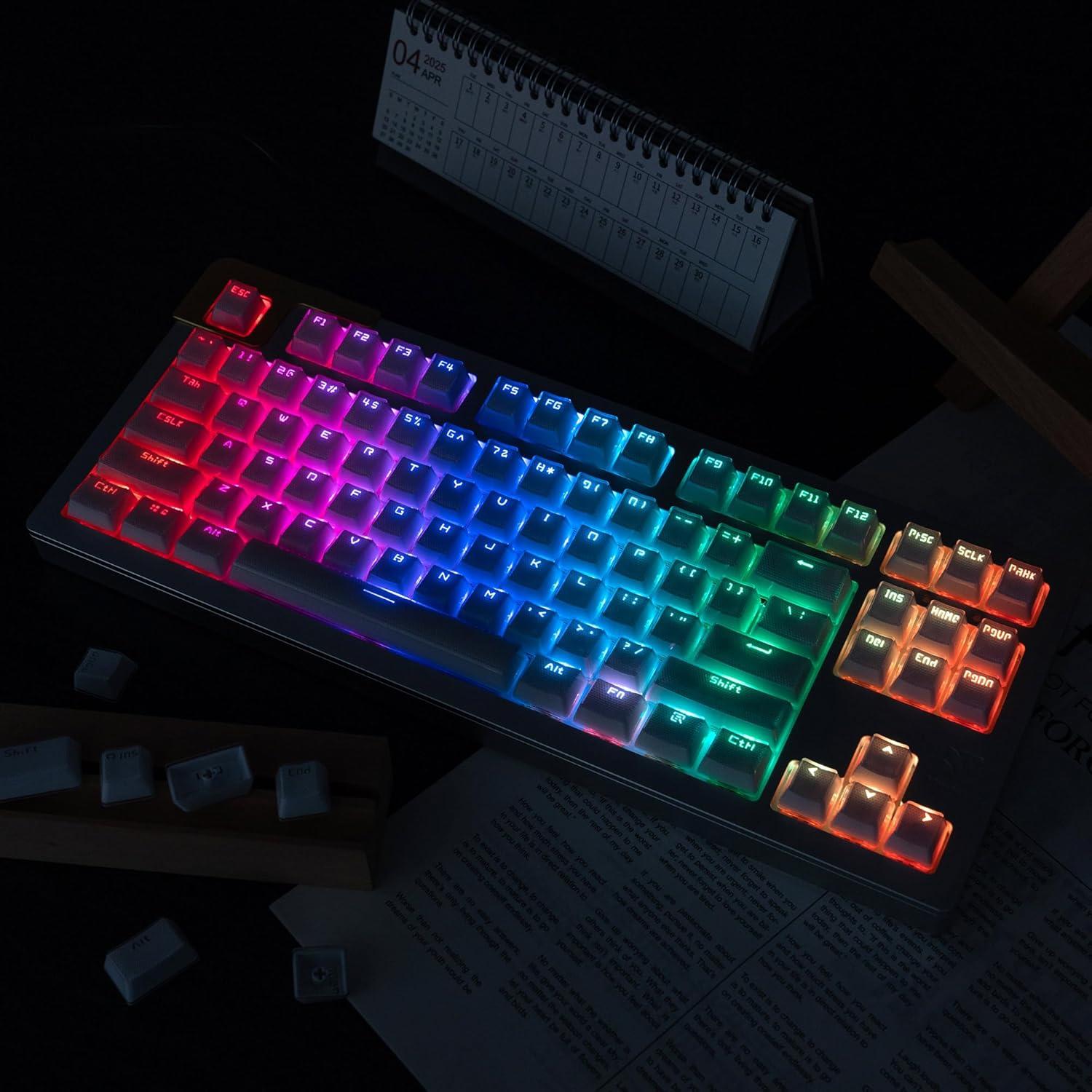 Juego de Teclas Mecánicas Mintcaps Cristal Blanco 134 Teclas