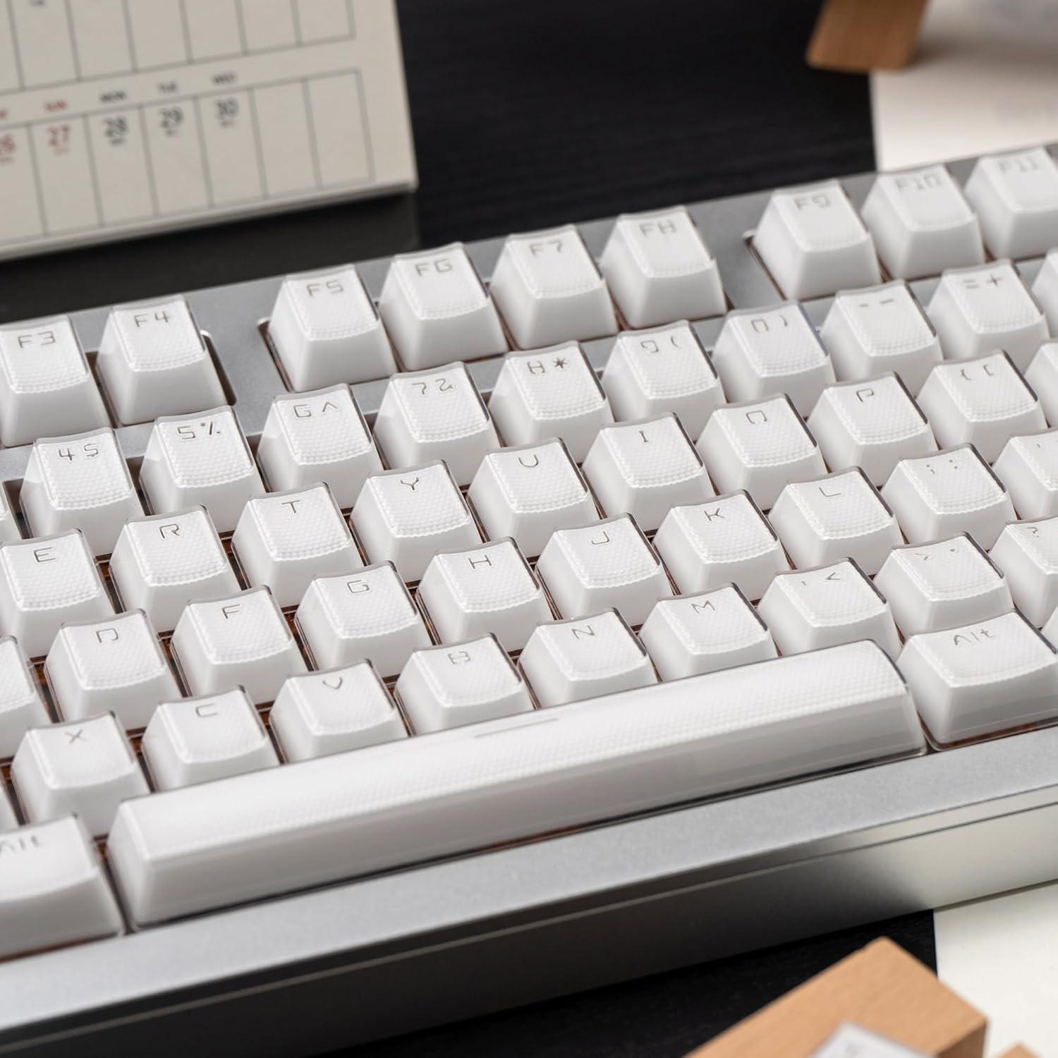 Juego de Teclas Mecánicas Mintcaps Cristal Blanco 134 Teclas