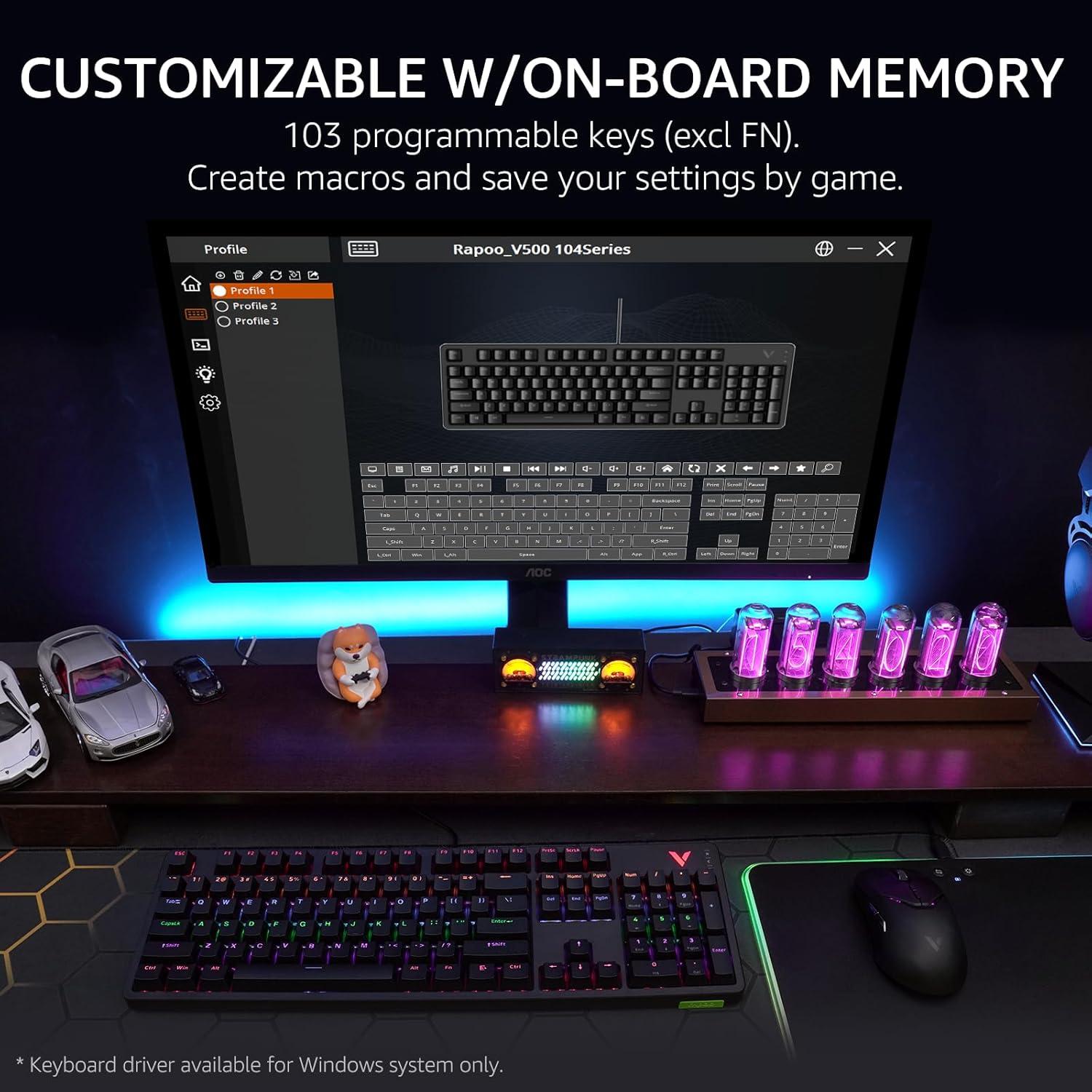 Teclado Mecánico Rapoo V500Pro RGB 104 Teclas Anti-Ghosting