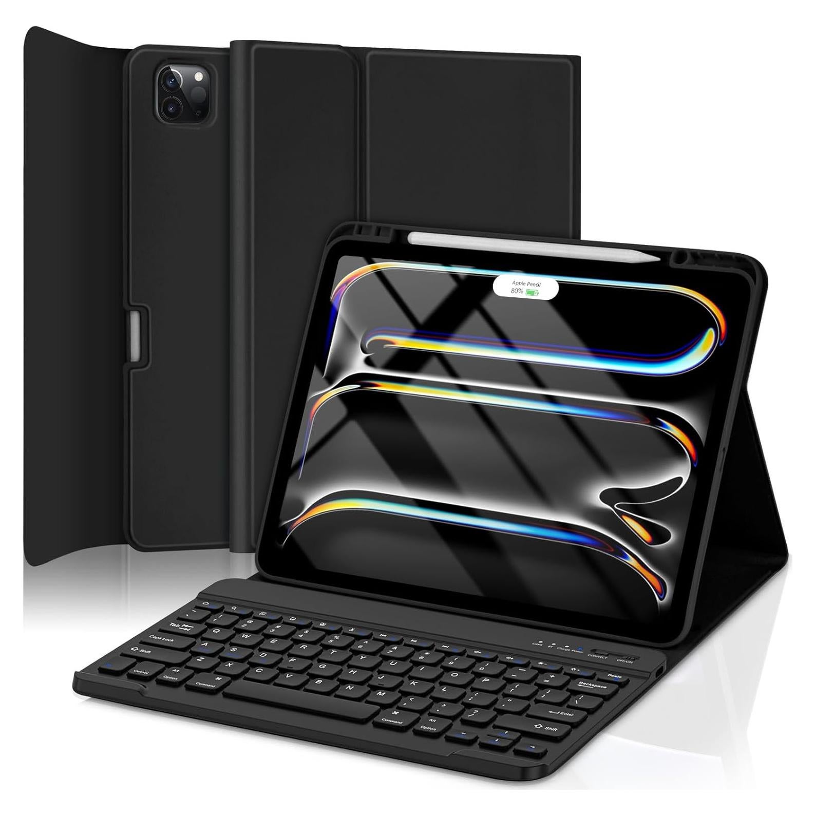 Funda de teclado TQQ para iPad Pro 13" (M4) 2024 - Inalámbrica, magnética, ligera