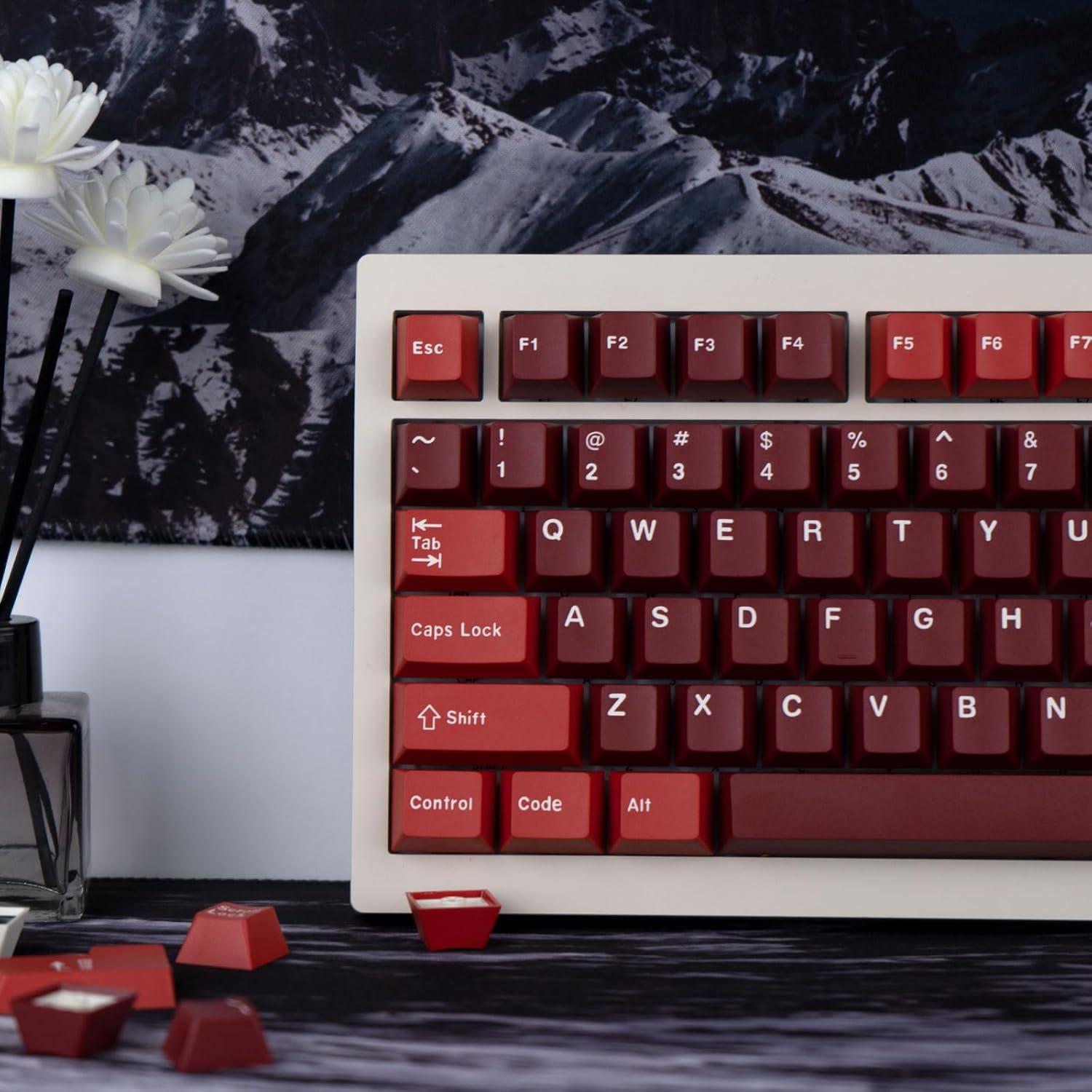 Juego de Teclas PBT Rojas GEKUCAP 173 Teclas Cherry MX