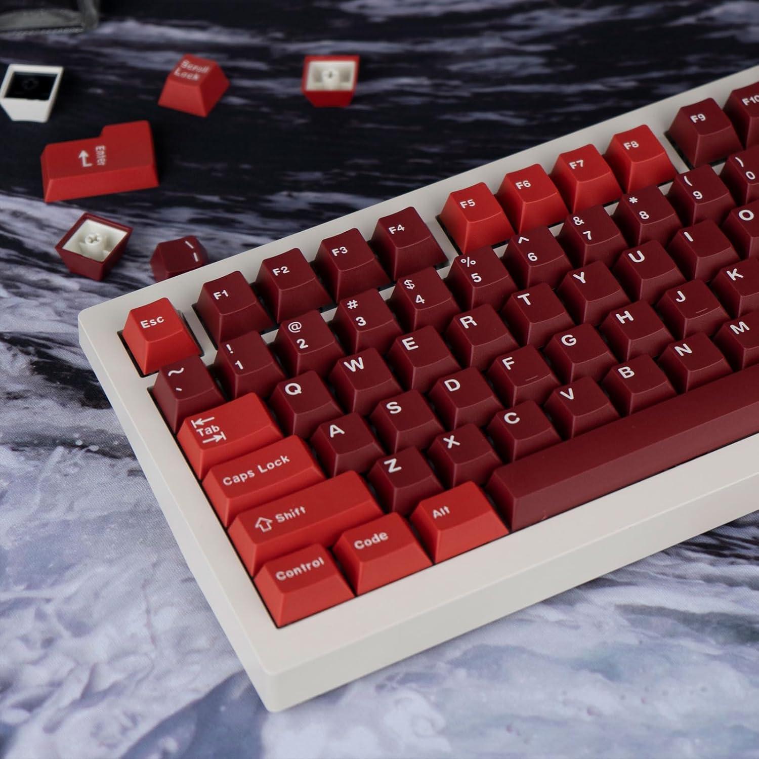Juego de Teclas PBT Rojas GEKUCAP 173 Teclas Cherry MX