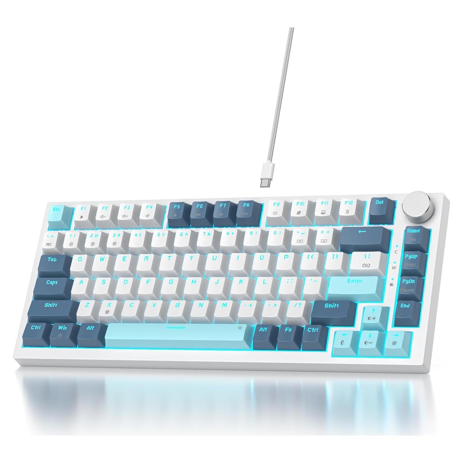 Teclado Mecánico Ussixchare 75% Blanco con Retroiluminación RGB