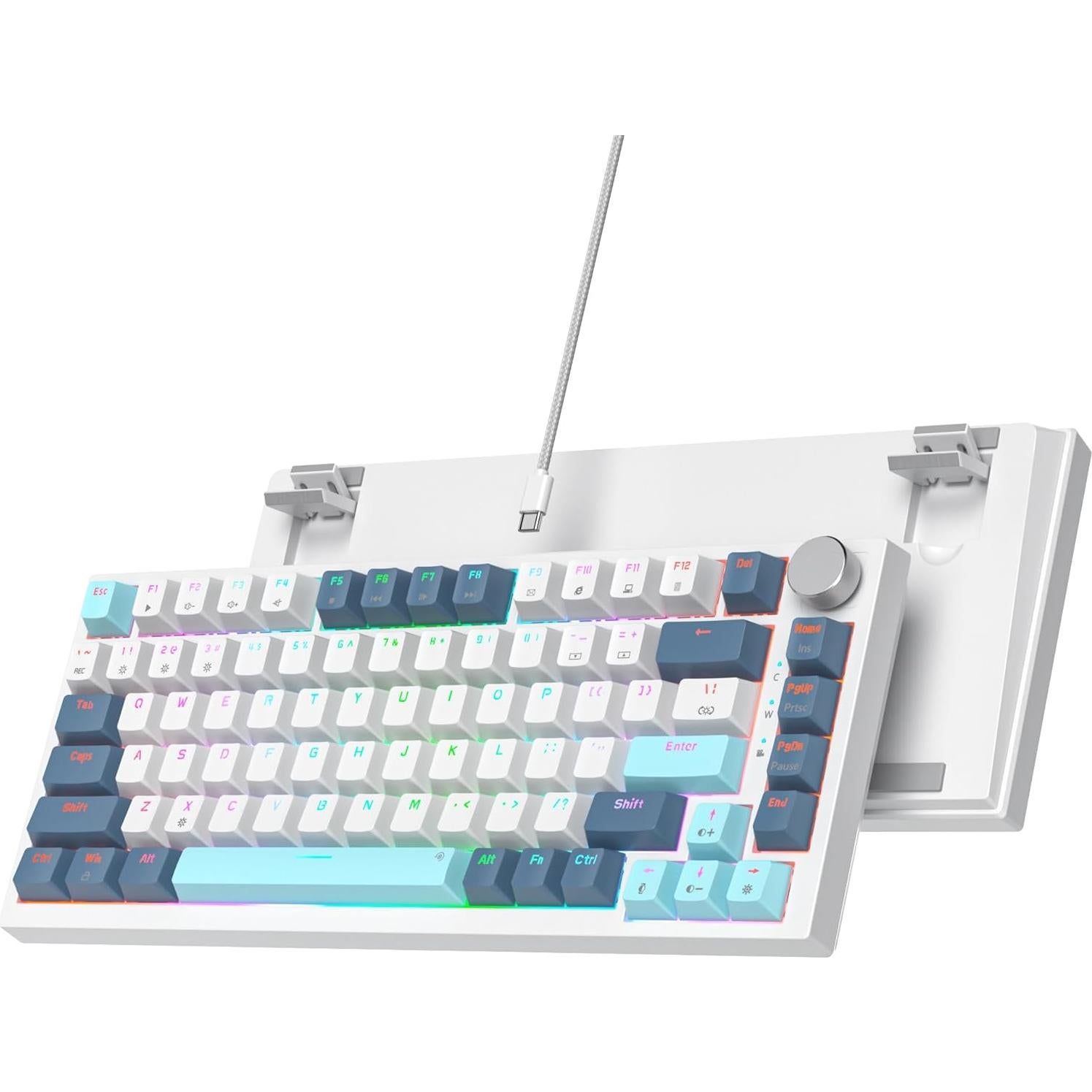 Teclado Mecánico Ussixchare 75% Blanco con Retroiluminación RGB