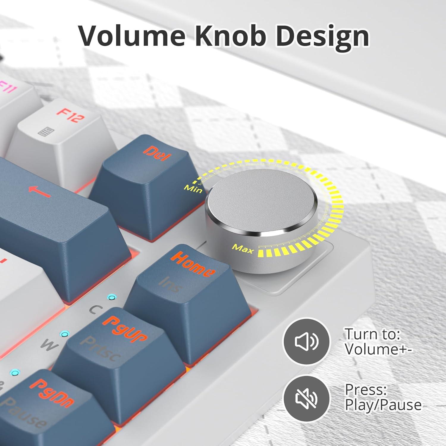 Teclado Mecánico Ussixchare 75% Blanco con Retroiluminación RGB